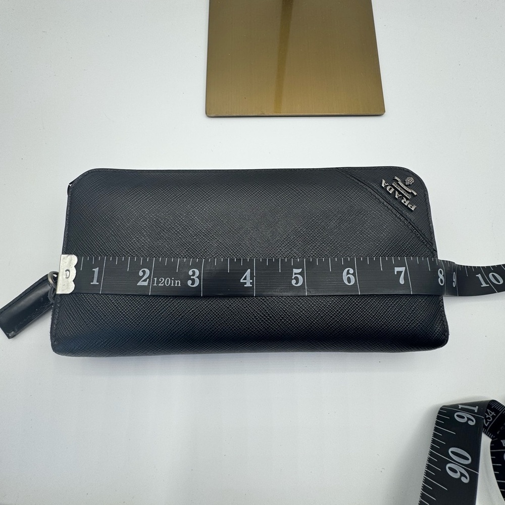 Prada Saffiano Leather Large Zipper Wallet Black Gunmetal Hardware - Picture 12 of 13
